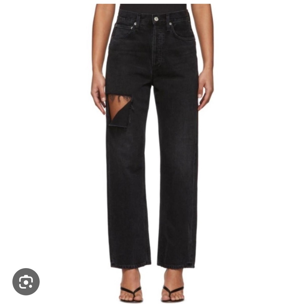 Agolde Women's Serpent Black Straight Leg Jeans